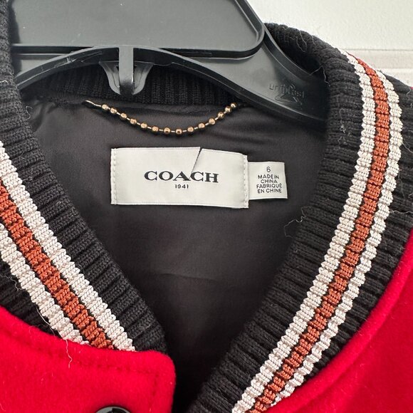 Coach Red Varsity Jacket: Size US 6 - Picture 2 of 2